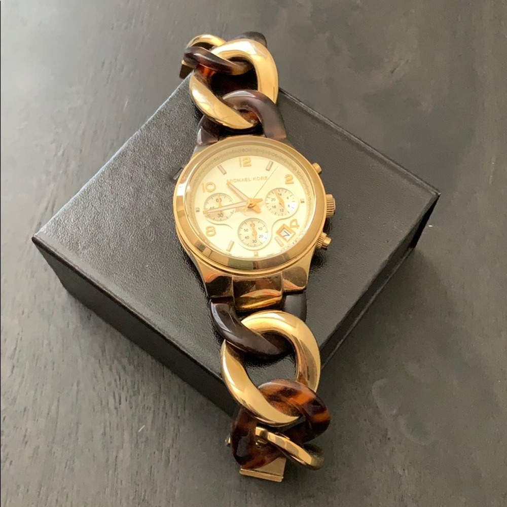 Micheal Kors Gold & Tortoise Shell Bracelet Watch